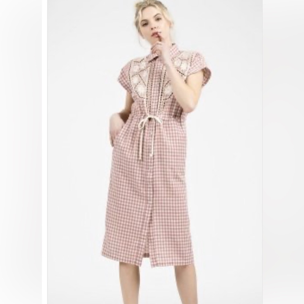 POL BENTLEY SHORT SLEEVE GINGHAM SHIRT DRESS OR CARDIGAN DUSTER NWT Medium